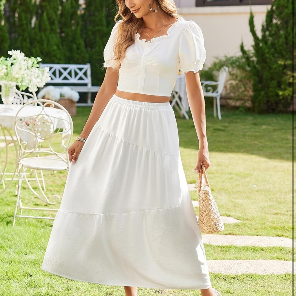 NWOT Zeagoo Elegant White Maxi Skirt